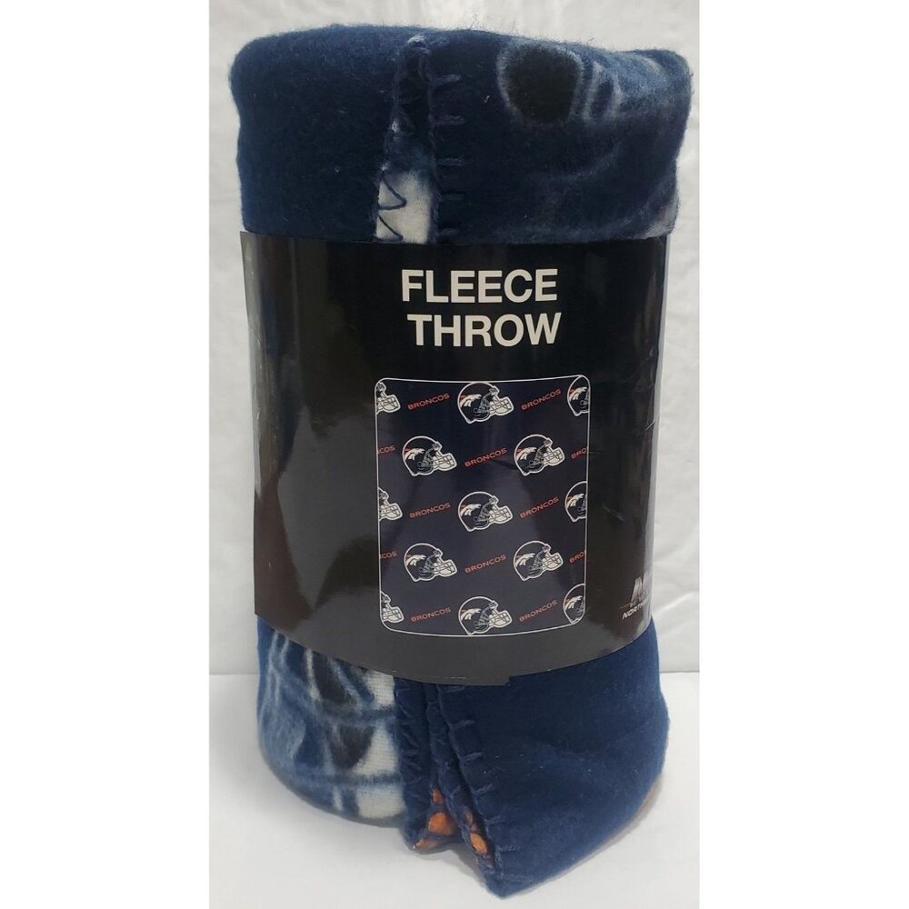 Denver Broncos Fleece Blanket Soft Throw Repeating Pattern Style Series New NFL